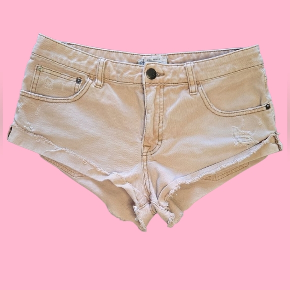 Free People Pants - Free People Tan Jean Shorts Distressed Style